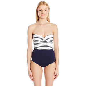French Connection Bandeau Costume One Piece Swimsuit Navy Size M